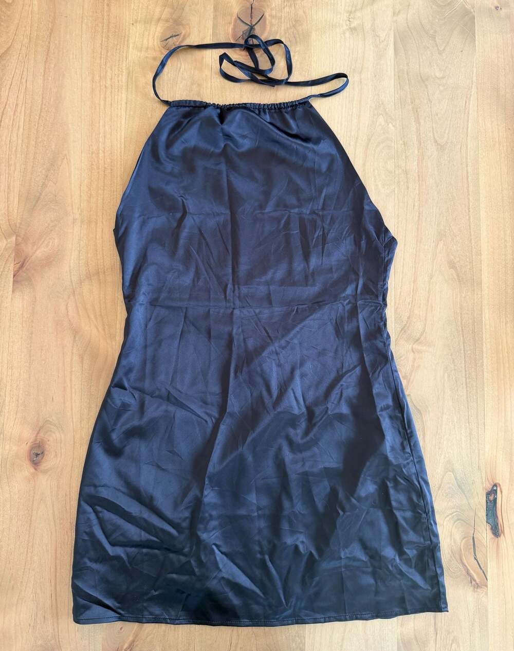 Princess Polly Langer Mini Dress Black Satin Backless Halter Size 4 - Picture 1 of 6